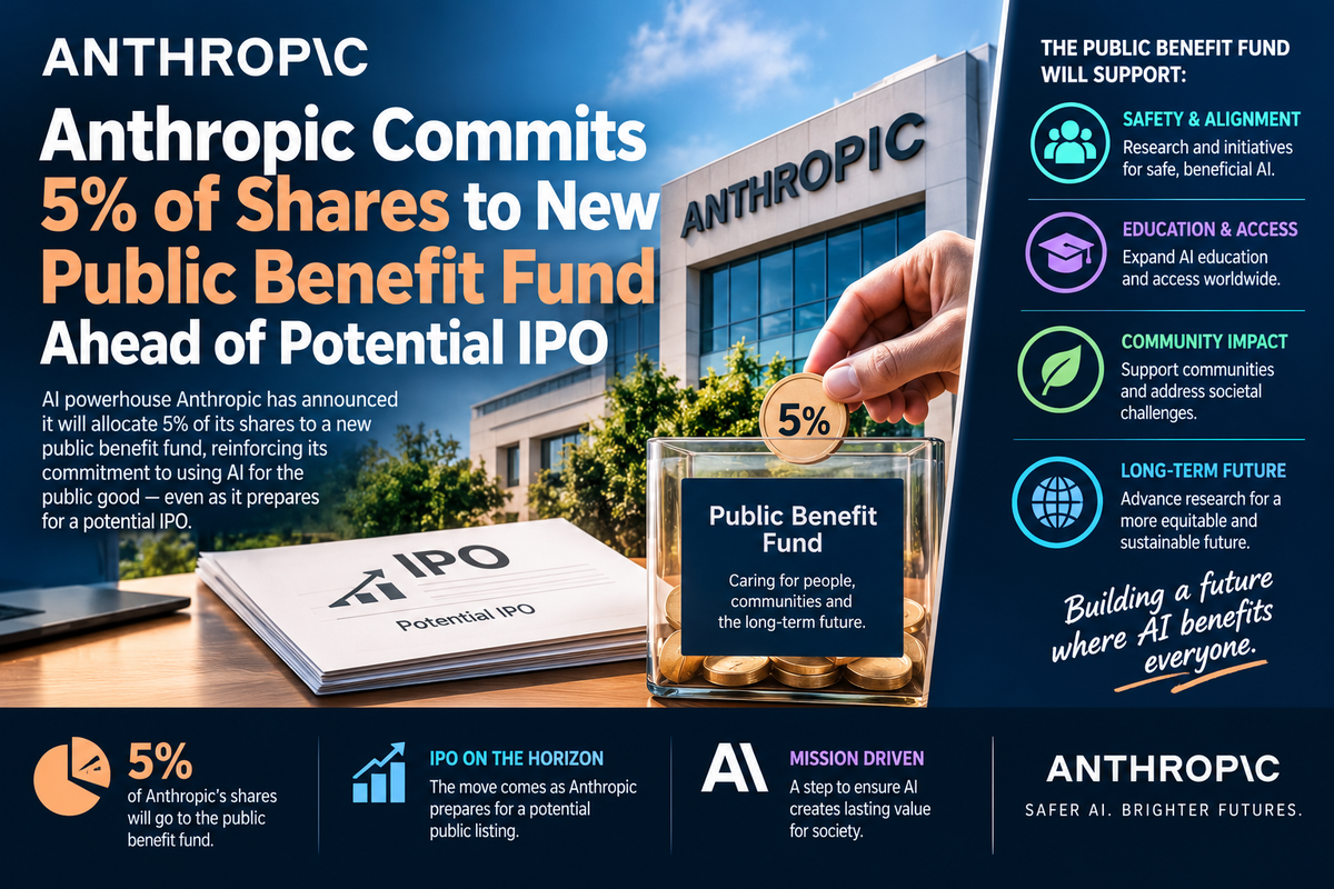 Anthropic Commits 5% of Shares to New Public Benefit Fund Ahead of Potential IPO