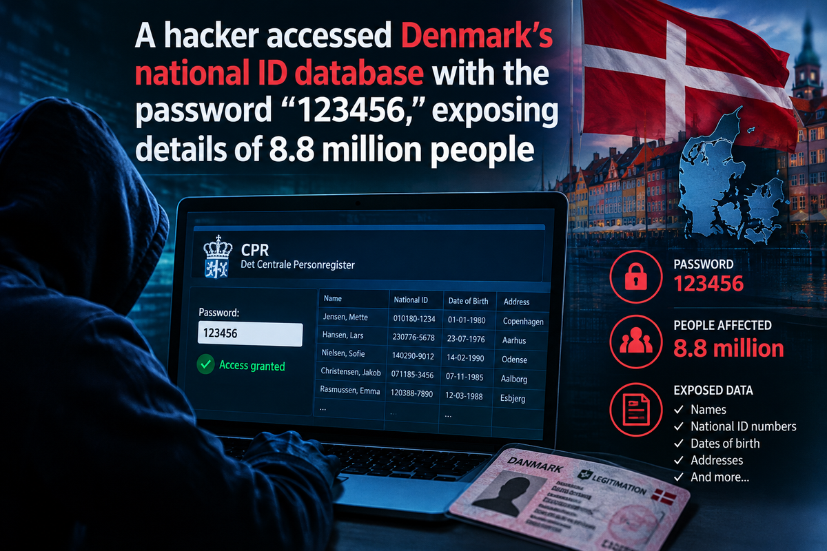 Denmark Confirms a CPR Register Breach Affecting 8.8 Million People; the “123456” Password Claim Is Unverified