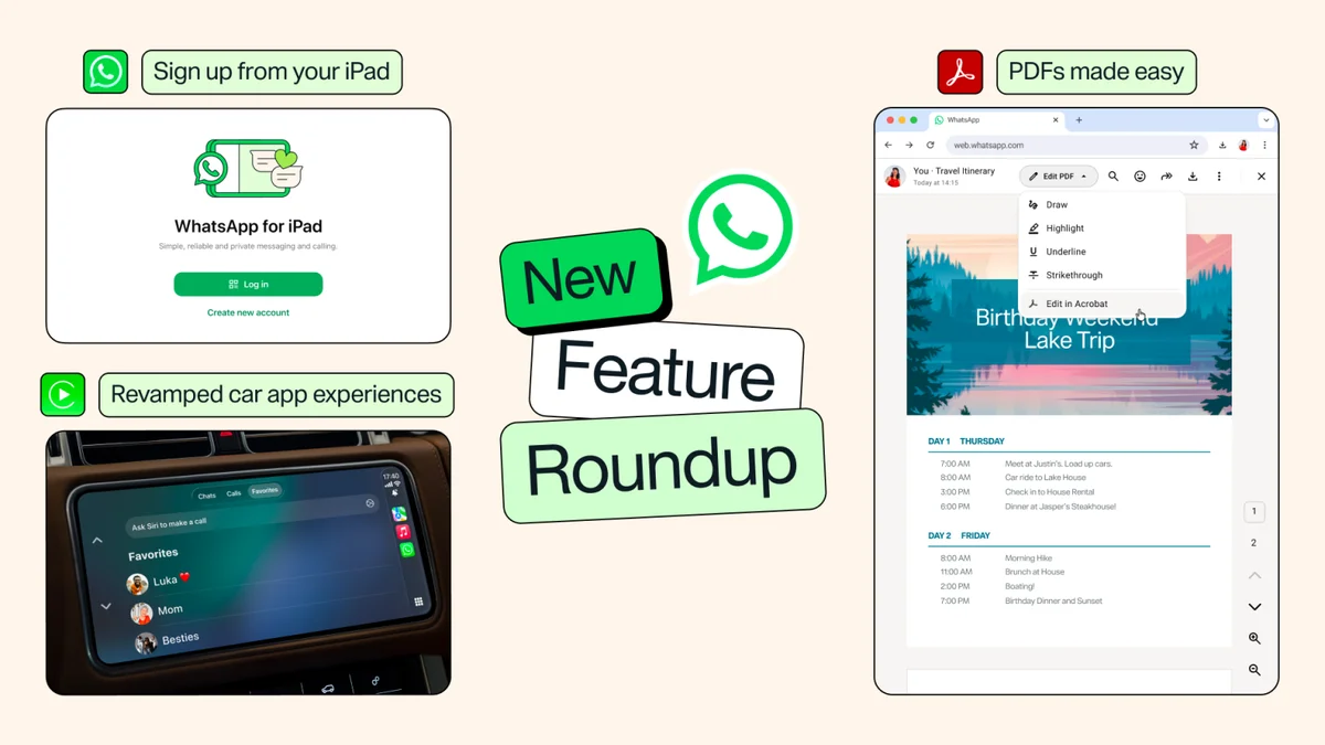 WhatsApp Rolls Out Major Upgrades: Apple CarPlay, Android Auto Support, iPad Sign-Ups, and More
