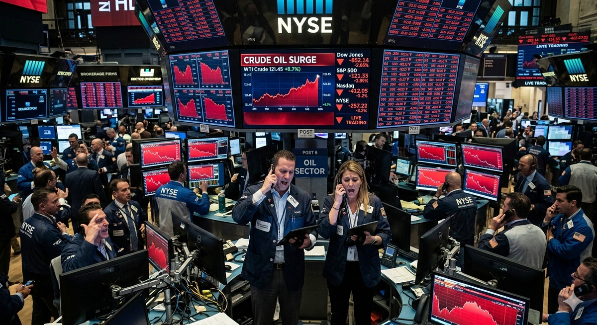 Red Monday: Dow Drops 500 Points, Oil Spikes 13% & Gold Hits $5,400 as Iran War Jolts Global Markets