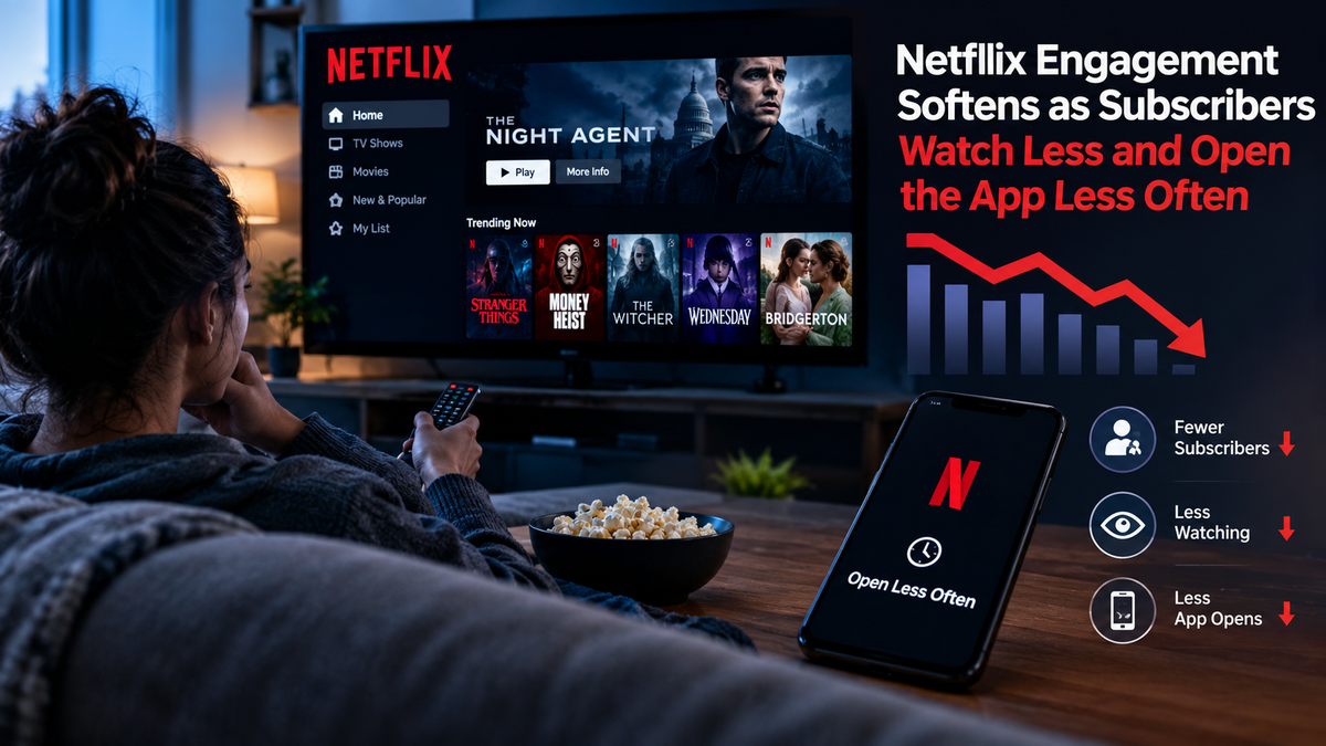 Netflix Engagement Softens as Subscribers Watch Less and Open the App Less Often