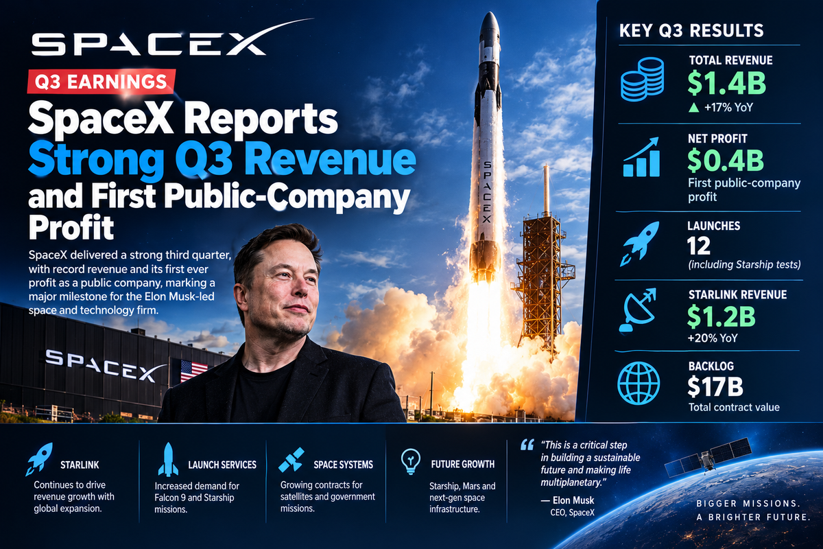 SpaceX Reports $14.6 Billion Q3 Revenue and First Public-Company Profit of $4.4 Billion