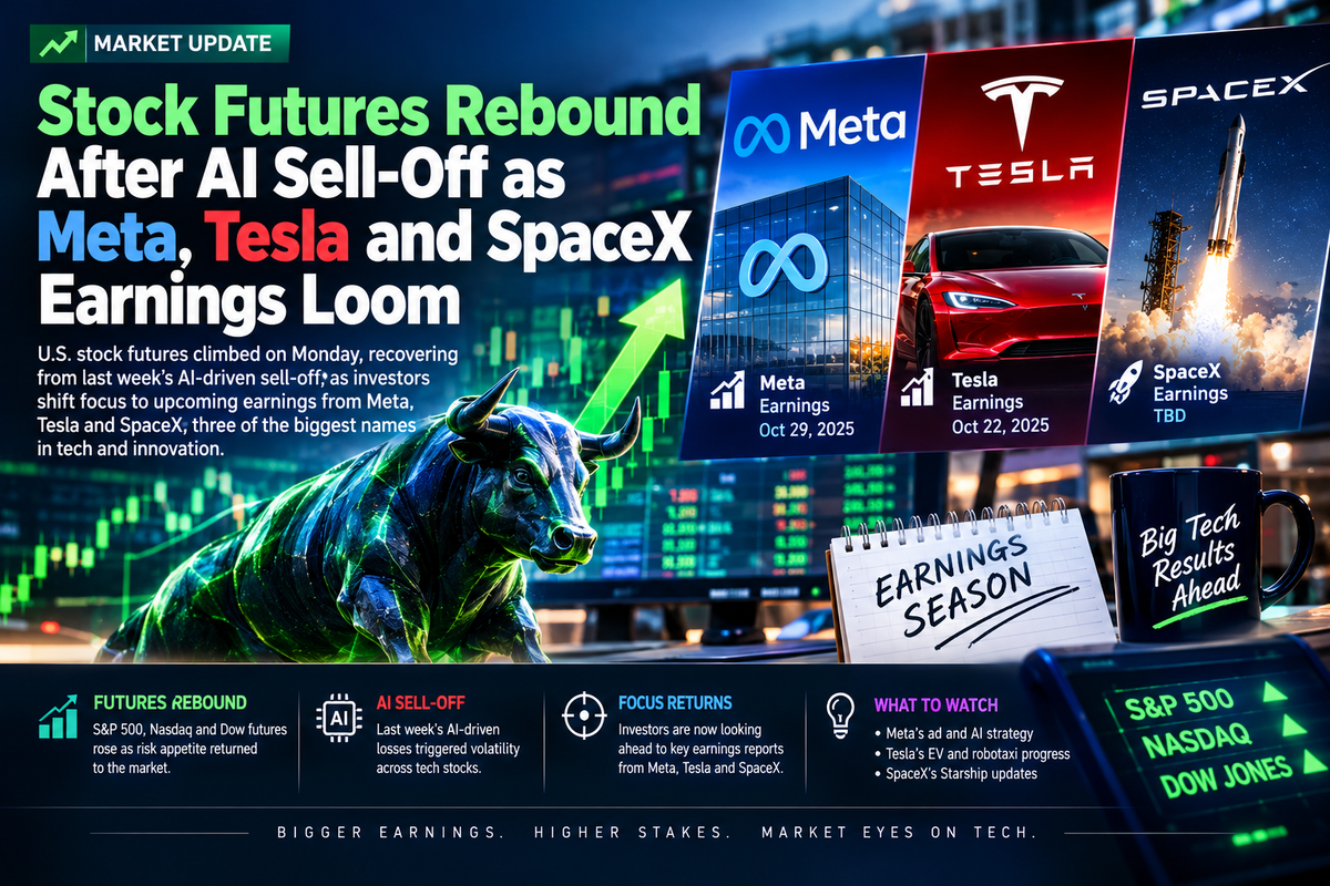 Stock Futures Rebound After AI Sell-Off as Meta, Tesla, and SpaceX Earnings Loom